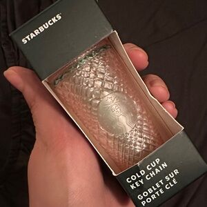 Starbucks Pink Iridescent Cold Cup Keychain jewel